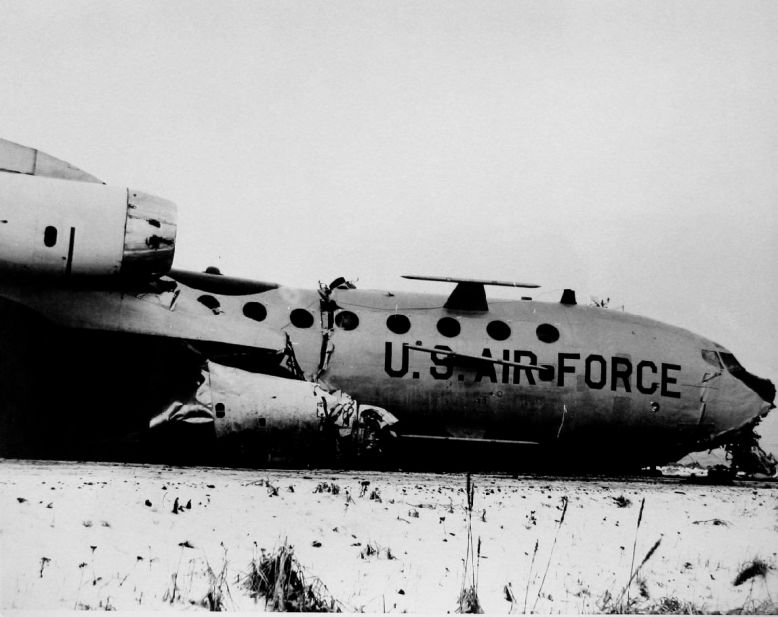 This is the highly-classified RC-135 spy plane dubbed “Nancy Rae” Lt. Hardy flew out of Shemya Air Force Base in the Aleutians in the 1960s. He was an electronic warfare specialist aboard the plane. Several years after he left the program, in 1969, it skidded off the icy runway an crashed. Photo provided 
